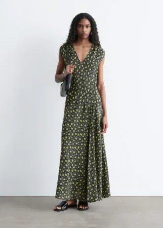 V-Neck Silk Maxi Dress