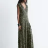 V-Neck Silk Maxi Dress