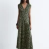 V-Neck Silk Maxi Dress