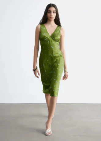 V-Neck Slip Midi Dress