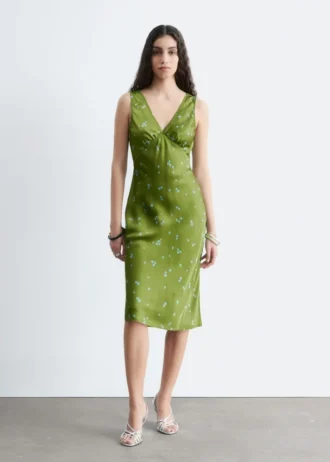 V-Neck Slip Midi Dress