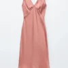 V-Neck Slip Midi Dress