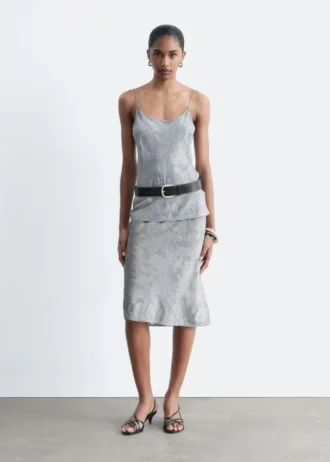 Viscose-Silk fJacquard Midi Skirt