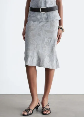 Viscose-Silk fJacquard Midi Skirt