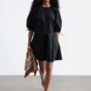 Volume-Sleeve Mini Dress