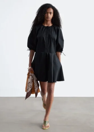 Volume-Sleeve Mini Dress