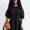 Volume-Sleeve Mini Dress