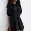 Volume-Sleeve Mini Dress