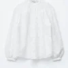 Voluminous Floral-Appliqué Blouse