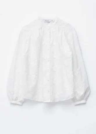Voluminous Floral-Appliqué Blouse