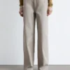 Wide-Leg Twill Trousers