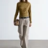 Wide-Leg Twill Trousers