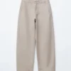 Wide-Leg Twill Trousers