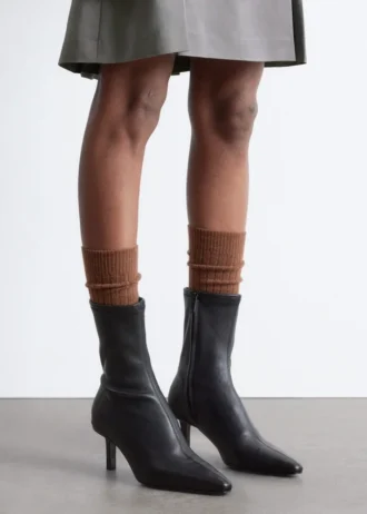 Stretch-Leather Ankle Boots