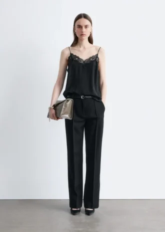 Wool-Blend Tailored Trousers