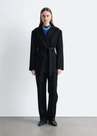 Wool Tie-Belt Blazer