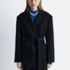 Wool Tie-Belt Blazer