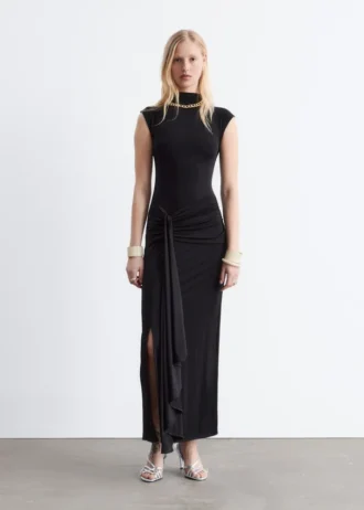 Wrap-Front Midi Dress