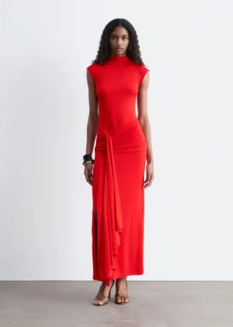 Wrap-Front Midi Dress