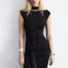 Wrap-Front Midi Dress