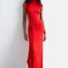 Wrap-Front Midi Dress