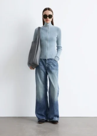 Zip-Up Turtleneck Cardigan